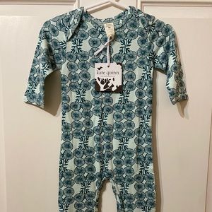 Kate Quinn lap neck footie petunia print bamboo